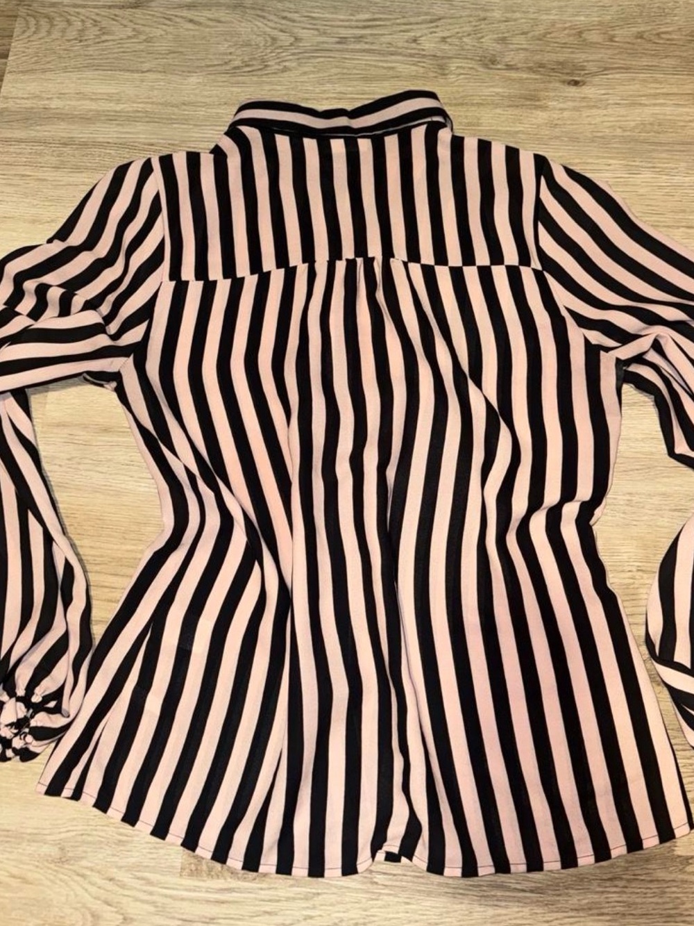 Women's Black and Pink Striped Button-Up Shirt - Picture 4 of 4